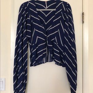 Free People Navy Striped Shirt
